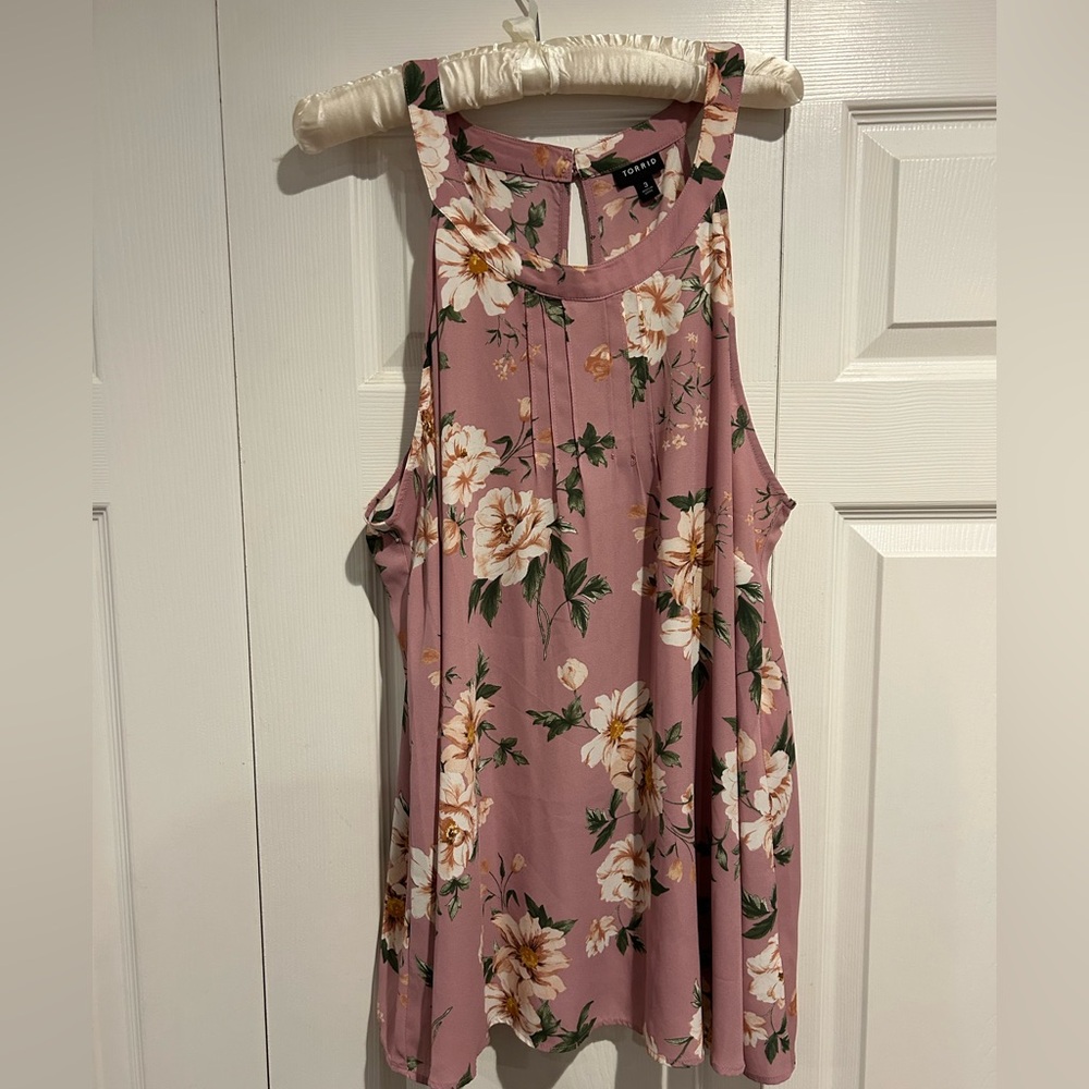 Pink Floral Torrid sleeveless Blouse